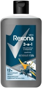 Рексона гель для душа MEN 3в1 АКТИВНЫЙ УГОЛЬ 490мл 4605922033608
