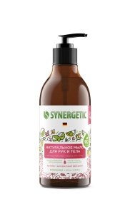 Биоразлагаемый натуральное мыло  Synergetic для рук и тела Пачули и Ароматный бергамот, 380мл 4607971451310