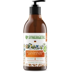 Биоразлагаемое Натуральное Мыло Synergetic  для рук и тела Карамельное яблоко и Ваниль, 380мл 4607971451396