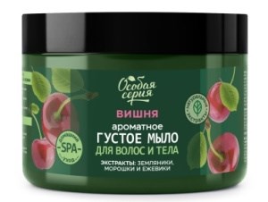 Ароматное густое мыло для волос и тела "Вишня, увлажнение и сияние" 500мл 4650212709640