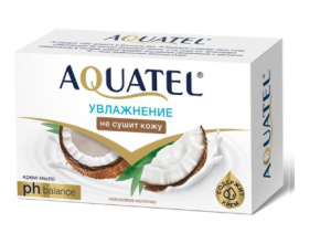 Aquatel Крем-мыло твердое кокосовое молочко, 90 гр. 4601313020318