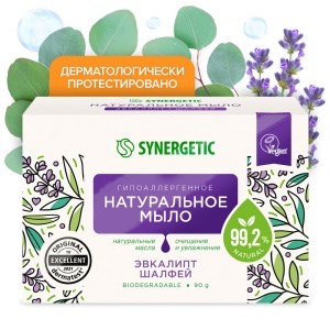 Натуральное туалетное мыло Synergetic эвкалипт и шалфей, 90 г 4607971453741