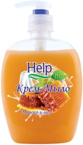 Жидкое мыло Help с дозатором Молоко и мед 500 мл 4605845001432
