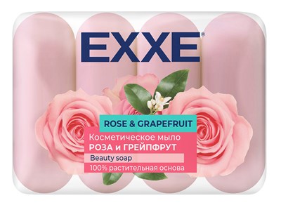 EXXE Косметическое мыло "Роза и грейпфрут" 4*70г ЭКОПАК С0007680