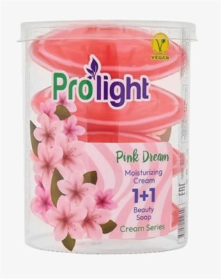 Мыло туалетное с увлажняющим кремом PROLIGHT Розовая мечта, 4Х90 гр. (пэт-банка) ББ01630