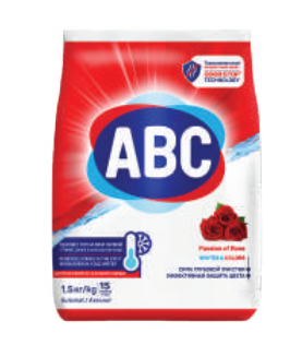Порошок для стирки белья ABC Роза 1.5 KG x 12 ББ01060