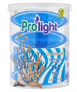 Мыло туалетное с увлажняющим кремом PROLIGHT Морские минералы, 4Х90 гр. (пэт-банка) 27161 - фото 14740