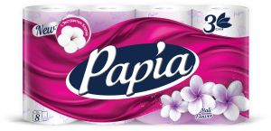 Туалетная бумага Papia Балийский цветок 3 слоя 8 рулонов 4604857000099
