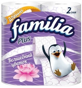 Туалетная бумага Familia Plus Волшебный цветок 2 слоя 4 рулона 4604857000754