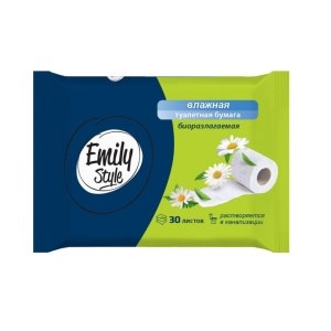 Бумага туалетная влажная Emily Style растворяющаяся 30шт 4620739976078