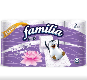 Туалетная бумага FAMILIA PLUS Волшебный цветок 8 шт 2 сл 4604857000938