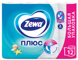 Туалетная бумага Zewa Плюс 2 слоя Свежесть океана, 12шт 7322541954585