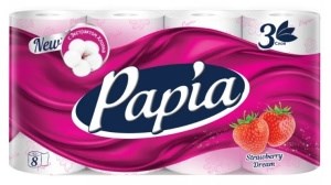 Туалетная бумага Papia Клубничная мечта 3 слоя 8шт 4604857001508