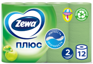 Туалетная бумага Zewa Плюс 2 слоя Яблоко, 12шт 7322540606331