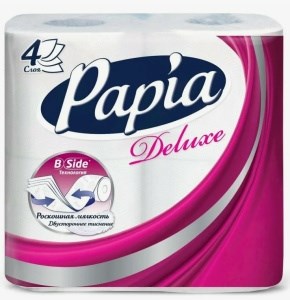 Туалетная бумага Papia Делюкс Белая  4 слоя 4 рулона 4604857000037