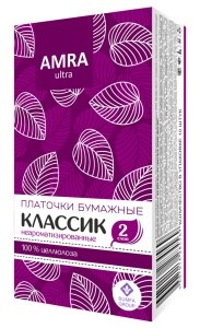 Бумажные платочки AMRA Классик 2-слойные 10 штук 4607016284576