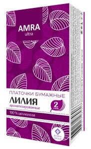 Бумажные платочки AMRA Лилия 2-слойные 10 штук 4607016284613