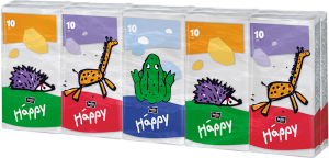 Бумажные платочки носовые Bella Baby Happy Звери 3-слойные 10 штук 4631166194232