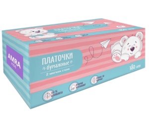 AMRA детские платочки бумажные двухслойные белые в коробке 4640072351158