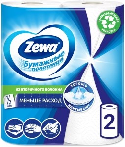 Бумажные полотенца Zewa Белые 2 слоя 2 рулона 4605331034302