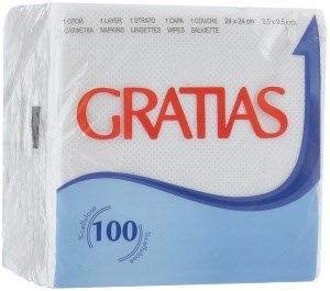 Салфетки бумажные Gratias Эконом Белые 24х24 см 1 слой 100 штук 4680004092100