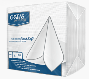 Бумажные салфетки Gratias Push Soft двухслойные 33 х 33 см 50 шт 4630142733144