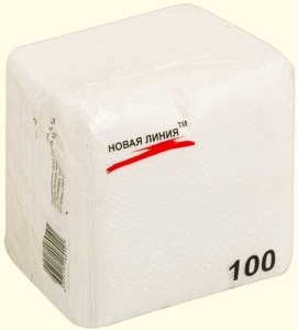 Салфетки бумажные Новая линия Белые 24х24 см 1 слой 100 штук 4607018180104