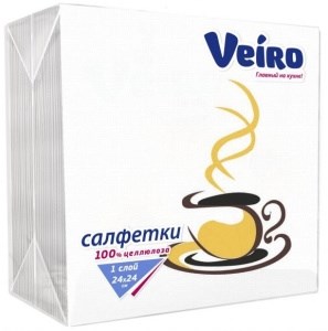 Салфетки бумажные Veiro Столовые сервировочные Чашка кофе 24х24 см 1 слой 100 штук 6491337540057_gen