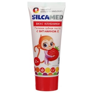 SILCAMED Детская зубная паста  со вкусом клубники 65гр 2+ 4607075001121