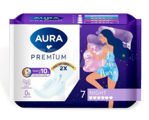 Прокладки женские гигиенические AURA PREMIUM NIGHT 7шт 4752171016040