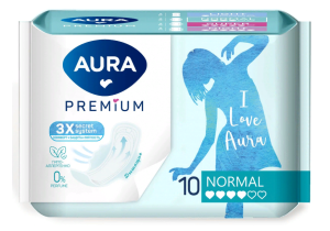 Прокладки женские гигиенические AURA  PREMIUM  NORMAL 10шт 4752171016026