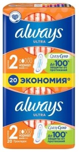 Прокладки Always Ultra DUO Normal 4 капли 20 штук 4015400041627