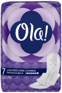 OLA  Прокладки ULTRA LUXЕ NIGHT ультратонкие ночные Шелковистая поверхность  7шт 4680007633997