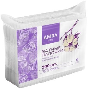 Ватные палочки AMRA в п/э пакете 200 штук 4607016282527