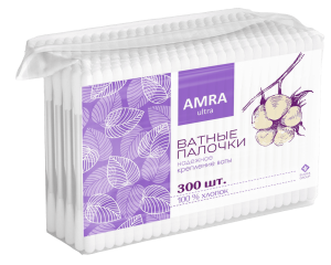 Ватные палочки AMRA в п/э пакете 300 штук 4607016288802