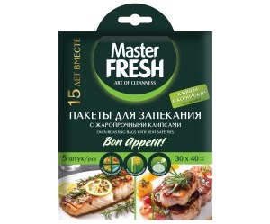 Master FRESH Пакеты для запекания 5 шт ЖАРОПРОЧНЫЕ КЛИПСЫ картонная упаковка 4620739973268