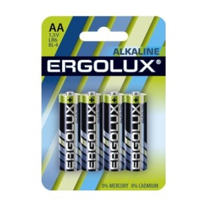 Ergolux Alkaline   АА   щелочная батарейка, 1.5В 4шт  LR6 BL-4 4895117870983