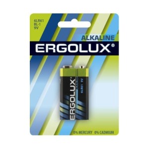 Ergolux Alkaline щелочная батарейка, 9В 1шт  6LR61 BL-1 4895117871072