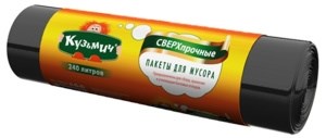 Пакеты для мусора Кузьмич СВЕРХпрочные 240 л 8 штук 4612745001813