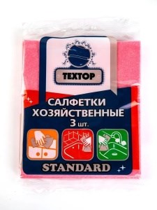 Салфетки хозяйственные ТЕХТОР Standart Вискозные 3 штуки 4607135111395