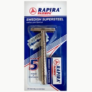 Станок для бритья Rapira и 5 лезвий Swedish Supersteel 4601236000893