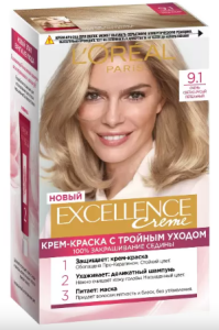 Краска для волос L'Oreal Paris Excellence тон 9.1 Очень Светло-Русый Пепельный 3600523781218