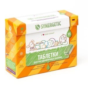 Таблетки для посудомоечной машины Бесфосфатные Synergetic 55 шт 4607971450542
