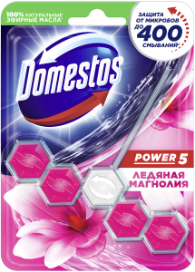 Подвесной блок для унитаза Domestos Power 5 Ледяная магнолия 55 г 8710447326008