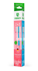 Зубная щетка для взрослых SYNERGETIC ECO DENTAL CARE medium, розовая, голубая 4627173481618