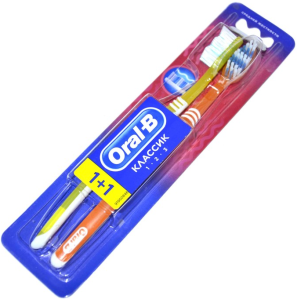 Oral-b зубная щетка 123 классик средняя 2 шт. 3014260023010