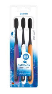 NATUSANA зубная щетка Deep Clean средней жесткости 2+1 4607817361605