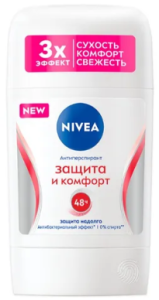 Дезодорант-антиперспирант стик NIVEA Защита и Комфорт, 50мл 4005900923493