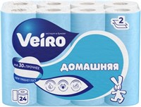 Туалетная бумага Veiro 2 слоя Домашняя Белая, 24шт 4670024934856