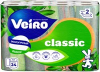 Veiro туалетная бумага Classic 2-х слойная белая 24шт 4607075792982